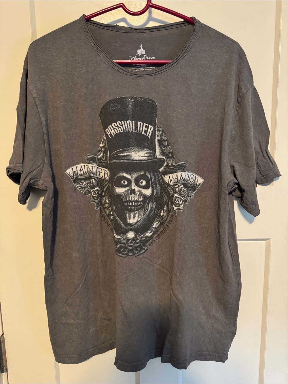 Disney Gray Haunted Mansion Hatbox Ghost Passholder Graphic Tee
